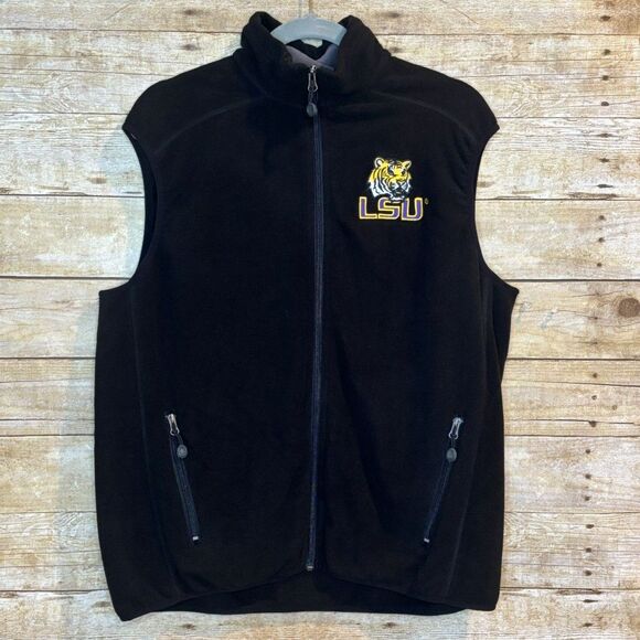 VESI SPORTSWEAR FULL ZIP LSU EMBROIDERED CHEST LOGO LSU FAN FULL ZIPPER VEST MED - Picture 1 of 2